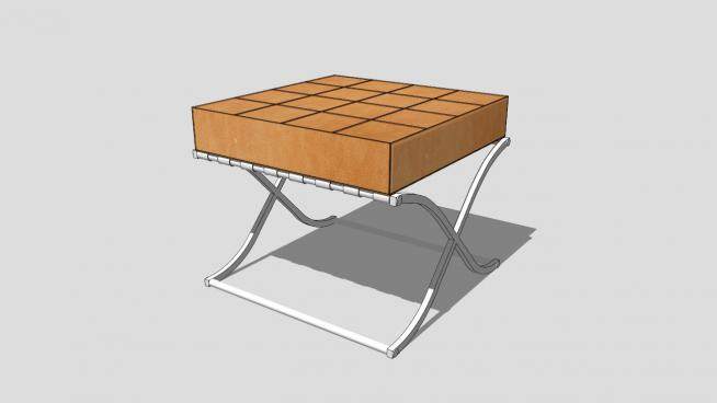 现代木质沙发坐凳SU模型下载_sketchup草图大师SKP模型