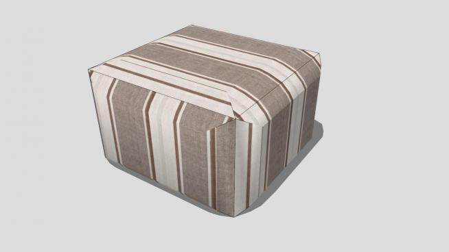 休闲棕色条纹方形柔软沙发坐凳SU模型下载_sketchup草图大师SKP模型