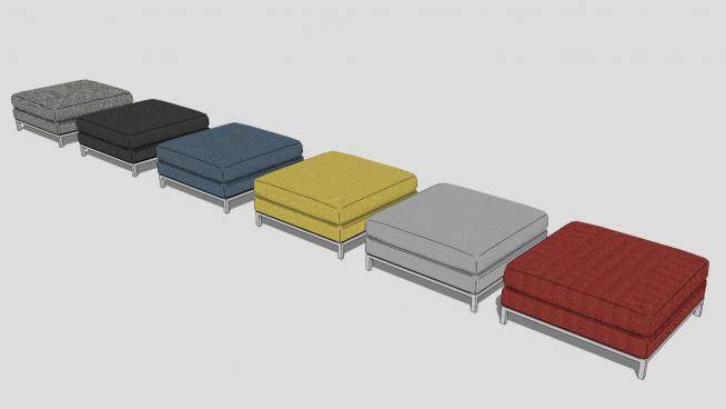 多款休闲方形沙发坐凳SU模型下载_sketchup草图大师SKP模型