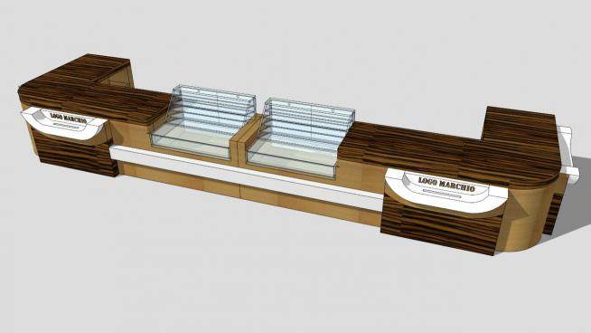 欧式木质公司接待前台SU模型下载_sketchup草图大师SKP模型