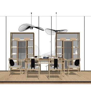 新中式禅宗式茶室SU模型下载_sketchup草图大师SKP模型