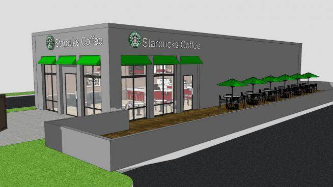 星巴克咖啡店设计SU模型下载_sketchup草图大师SKP模型