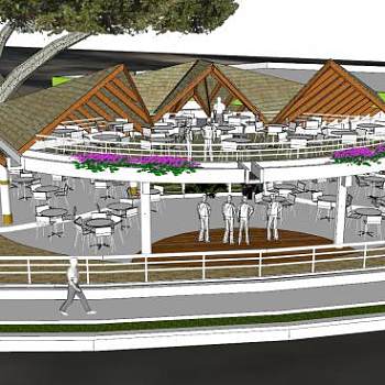 户外餐厅餐馆SU模型下载_sketchup草图大师SKP模型