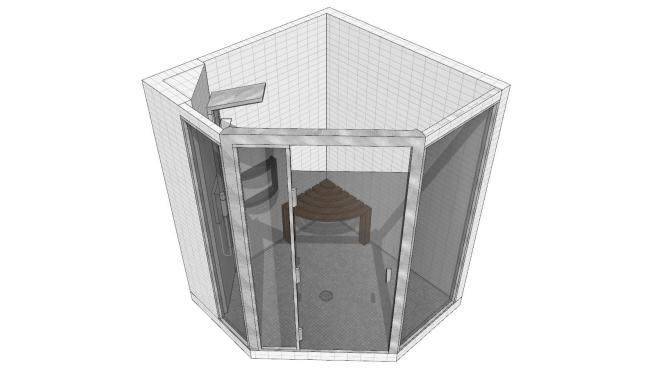 现代扇形淋浴房SU模型下载_sketchup草图大师SKP模型