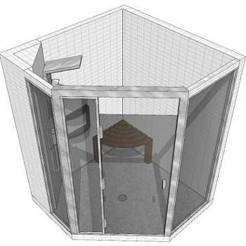 现代扇形淋浴房SU模型下载_sketchup草图大师SKP模型