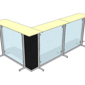 现代转角玻璃接待台SU模型下载_sketchup草图大师SKP模型
