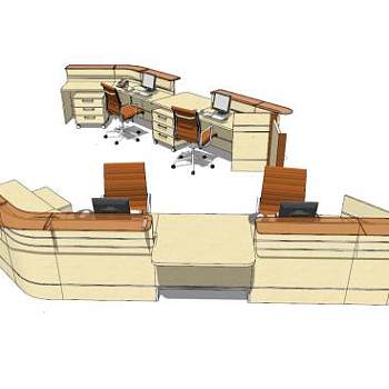 现代风前台接待台SU模型下载_sketchup草图大师SKP模型