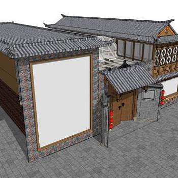 藏式风格住宅建筑SU模型下载_sketchup草图大师SKP模型