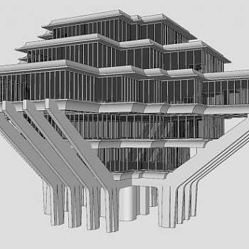 创意建筑大楼SU模型下载_sketchup草图大师SKP模型