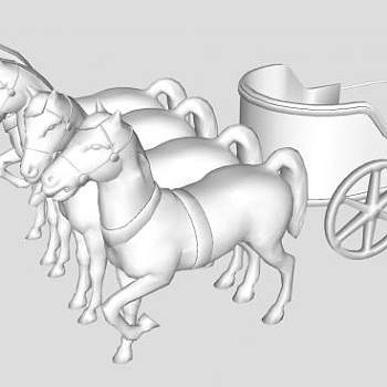 驷马难追马车雕塑SU模型下载_sketchup草图大师SKP模型