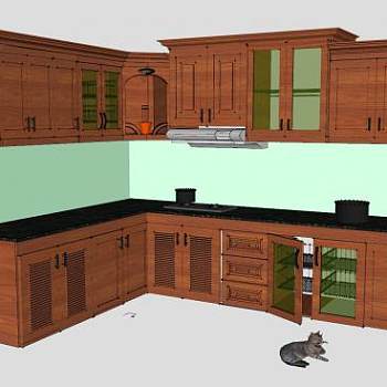 欧式厨房橱柜家具SU模型下载_sketchup草图大师SKP模型