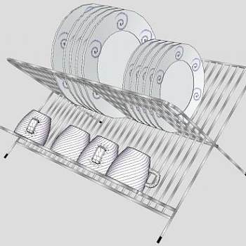 厨房碗碟晾碗架SU模型下载_sketchup草图大师SKP模型