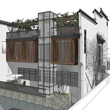 茶楼su模型下载_sketchup草图大师SKP模型