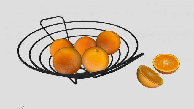橘子和水果盘SU模型下载_sketchup草图大师SKP模型