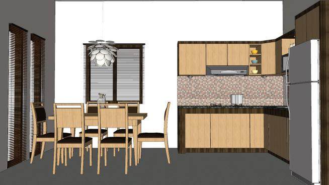 现代厨房餐厅设计SU模型下载_sketchup草图大师SKP模型