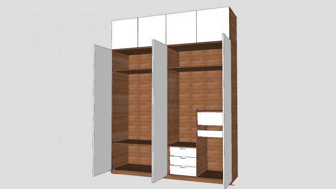 打开门的衣柜家具SU模型下载_sketchup草图大师SKP模型