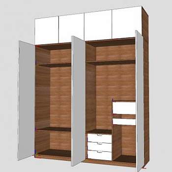打开门的衣柜家具SU模型下载_sketchup草图大师SKP模型