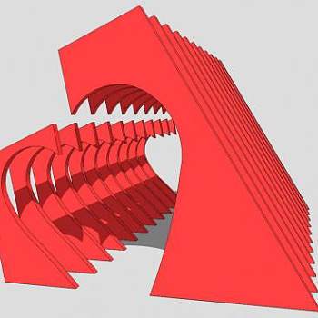 爱心造型廊架SU模型下载_sketchup草图大师SKP模型