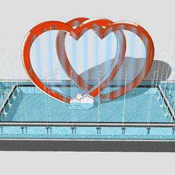 爱心水景喷泉SU模型下载_sketchup草图大师SKP模型