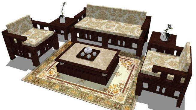 古典中式沙发su模型下载_sketchup草图大师SKP模型