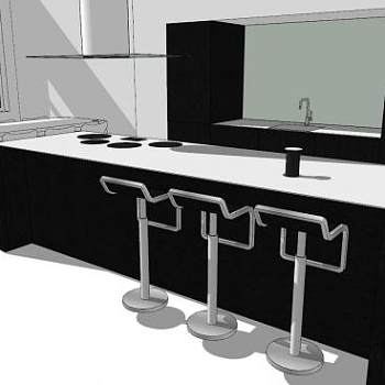 现代风厨房SU模型下载_sketchup草图大师SKP模型