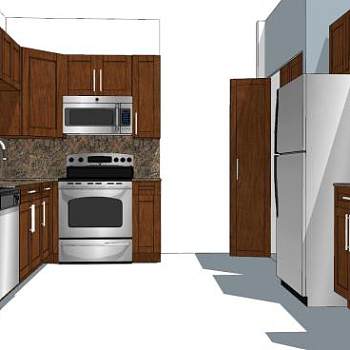 现代美式厨房SU模型下载_sketchup草图大师SKP模型