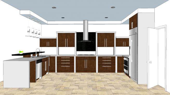 现代厨房橱柜家装SU模型下载_sketchup草图大师SKP模型