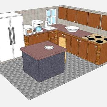 中式厨房SU模型下载_sketchup草图大师SKP模型