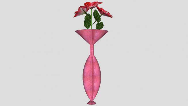 红色玻璃花瓶花卉SU模型下载_sketchup草图大师SKP模型