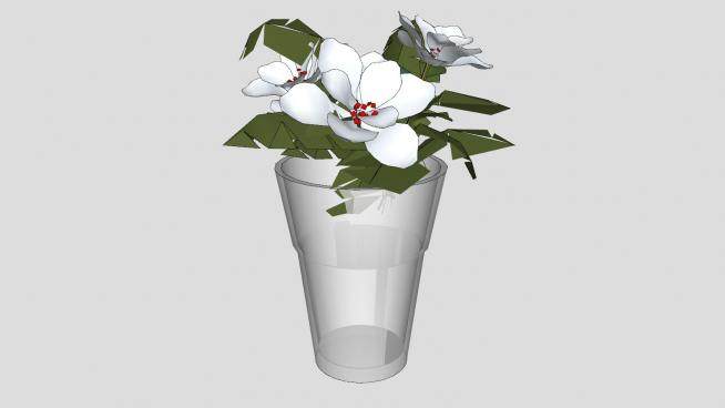 玻璃花瓶花卉摆件SU模型下载_sketchup草图大师SKP模型