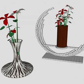 现代浴室花瓶摆件SU模型下载_sketchup草图大师SKP模型