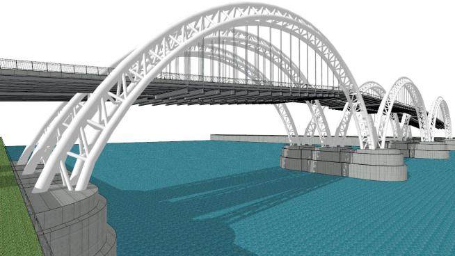 钢结构拉索拱桥su模型下载_sketchup草图大师SKP模型