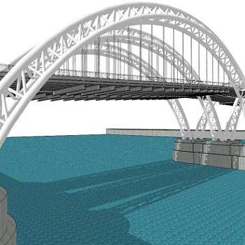 钢结构拉索拱桥su模型下载_sketchup草图大师SKP模型