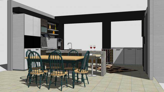 现代厨房餐厅sketchup模型下载_sketchup草图大师SKP模型