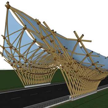 竹廊架su模型下载_sketchup草图大师SKP模型