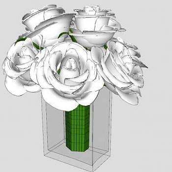 白玫瑰花瓶SU模型下载_sketchup草图大师SKP模型