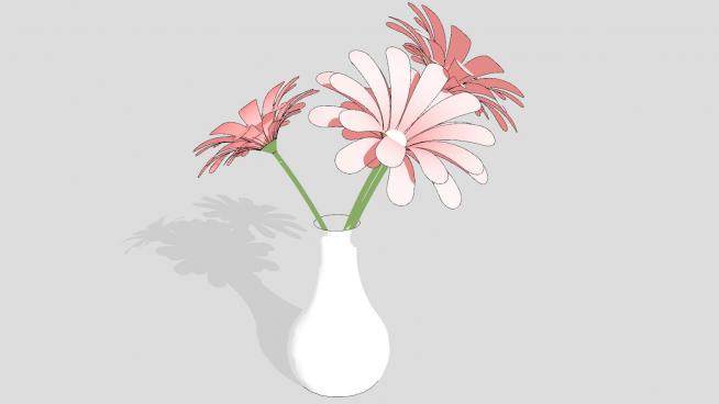 小花瓶花卉摆件SU模型下载_sketchup草图大师SKP模型