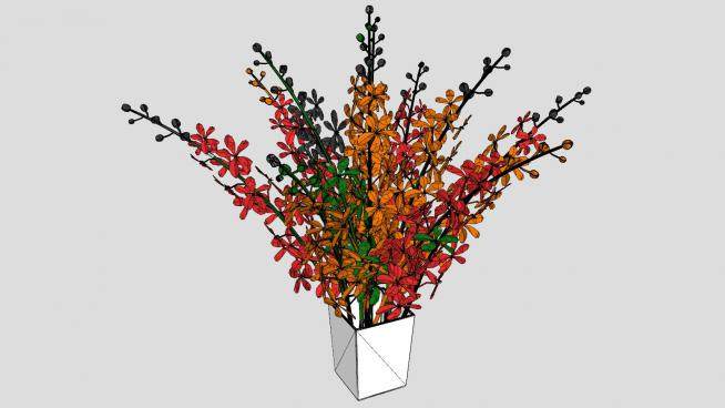 彩色植物的花瓶SU模型下载_sketchup草图大师SKP模型