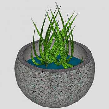 石缸植物SU模型下载_sketchup草图大师SKP模型