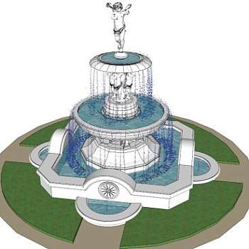 水体喷泉造型su模型下载_sketchup草图大师SKP模型