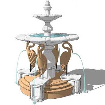 水景喷泉雕塑su模型下载_sketchup草图大师SKP模型