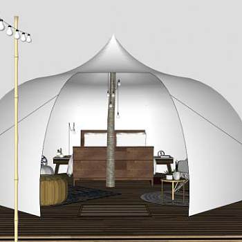 白色帐篷su模型下载_sketchup草图大师SKP模型