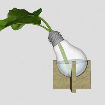 灯泡花瓶植物摆件SU模型下载_sketchup草图大师SKP模型