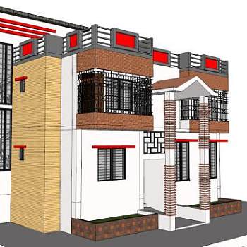 农村自建房su模型下载_sketchup草图大师SKP模型