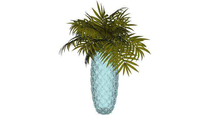水晶花瓶观赏植物SU模型下载_sketchup草图大师SKP模型