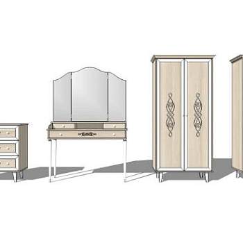 欧式梳妆台衣柜su模型下载_sketchup草图大师SKP模型