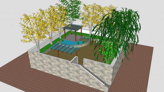 屋顶花园sketchup模型下载_sketchup草图大师SKP模型