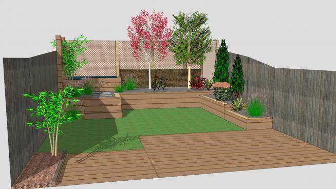 小花园设计SU模型下载_sketchup草图大师SKP模型