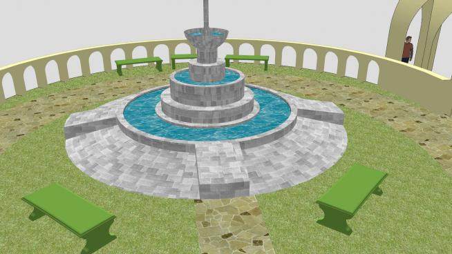 喷泉花园SU模型下载_sketchup草图大师SKP模型