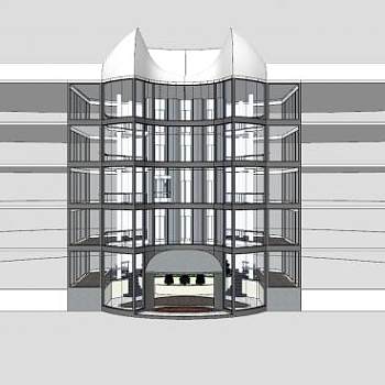 购物中心全景电梯SU模型下载_sketchup草图大师SKP模型